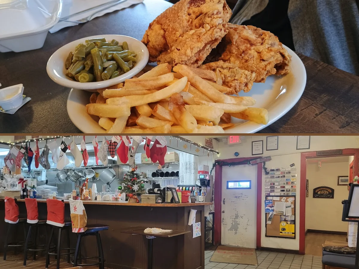 Country diner tables with classic breakfast plates.