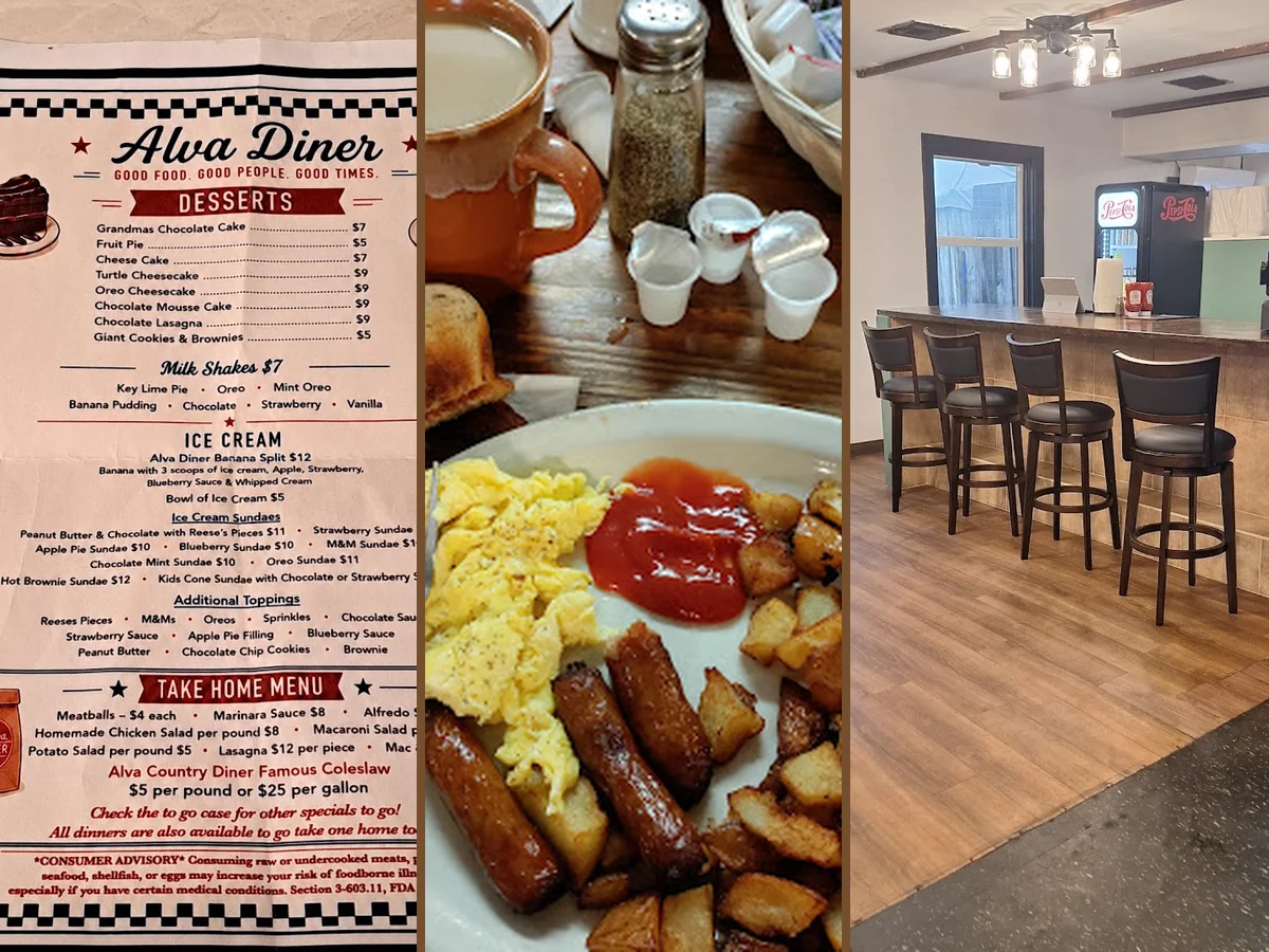 Comfort food served in a bright diner dining room.